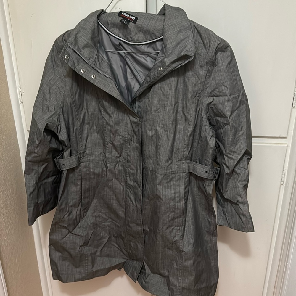 Grey rain jacket